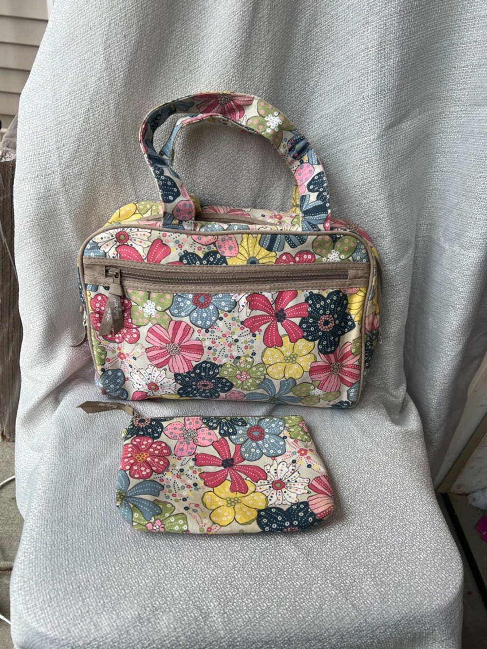 Floral Print Cosmetic Bag Set in Multicolor - Compact Travel Organizer